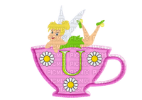 Kaz_Creations Alphabets Tinkerbell On Cup Letter U - kostenlos png