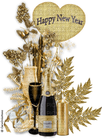 Happy New Year.Gold.Champagne.Victoriabea - ücretsiz png