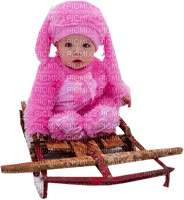 Kaz_Creations Baby Enfant Child Girl On Sledge Sleigh - gratis png