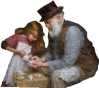 Child and grandpa having tea Joyful226 - GIF animé gratuit