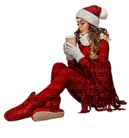 kvinna-jul-röd - png grátis