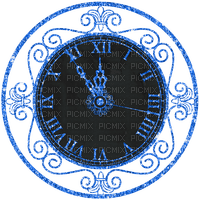 New Years.Clock.Black.Blue - png gratuito