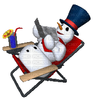 Relaxing Snowman - GIF animado gratis