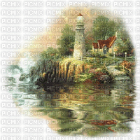 background fond  gif anime animated   vintage  spring water sea mer meer summer lighthouse paysage landscape ete