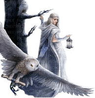 fantasy woman and owl by nataliplus - ücretsiz png