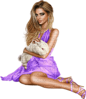 Woman with her rabbit. Easter. Spring. Leila - png gratis
