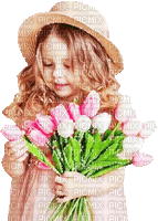 soave children girl spring flowers animated tulips - Бесплатный анимированный гифка