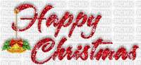 Happy Christmas avec clochettes dorées - GIF animé gratuit
