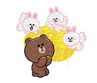brown_&_cony love bunny bear brown cony gif anime animated animation tube cartoon liebe cher - GIF animado grátis