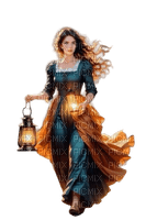 Женщина с фонарем  винтаж - kostenlos png