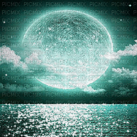 soave background animated moon sea summer teal - Free animated GIF