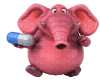 Elephant with Medicine - Free animated GIF