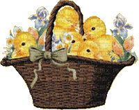 Easter Basket with Chicks - Free animated GIF