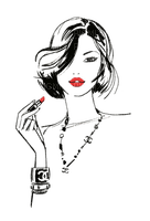 Woman Coco Chanel Black Red - Bogusia - gratis png