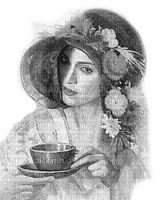 Y.A.M._Vintage Lady woman hat black-white - Free PNG
