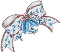 soave deco christmas vintage holly bow BLUE - Free PNG