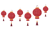 red Chinese Asian lanterns - GIF animado grátis
