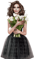 Woman with tulips. Spring. Easter. Leila - bezmaksas png