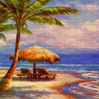 soave background animated summer beach sea palm brown blue orange - Безплатен анимиран GIF