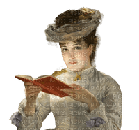 woman vintage reading book - darmowe png