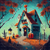 halloween animated background house - Gratis animeret GIF