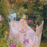 kikkapink background garden table painting gif - Ilmainen animoitu GIF