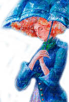 Y.A.M._Autumn vintage woman umbrella - PNG gratuit