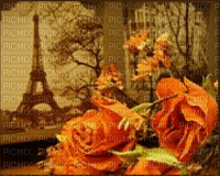 PARIS et BOUQUET DE ROSES - gratis png