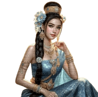 asian woman blue - darmowe png