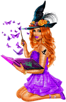 Woman.Witch.Butterflies.Halloween.Purple - Free PNG