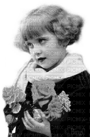 Y.A.M._Autumn Winter retro girl black-white - PNG gratuit