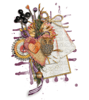 Vintage Autumn Flowers Bow Ribbon Owl Cluster - 免费PNG