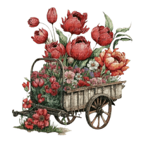 fleurs sur chariot - ücretsiz png