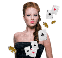 woman playing cards bp - nemokama png