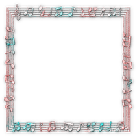 soave frame music note deco border pink teal - PNG gratuit