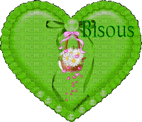 bisous coeur vert - Gratis animeret GIF