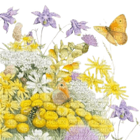 loly33 fleur papillon aquarelle - Free PNG