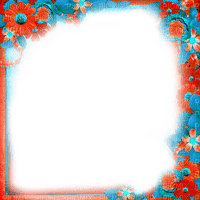 Frame.Flowers.Red.Blue - By KittyKatLuv65 - nemokama png