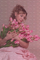 gif fundo flores mulher woman femme - GIF animado grátis