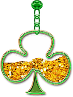 Hanging Glitter Clover Charm.Green.Gold - darmowe png