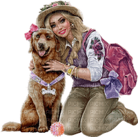 woman with dog by nataliplus - png ฟรี