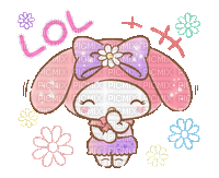 My Melody ride - laughs - GIF animate gratis