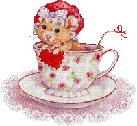 Cute Mouse in Teacup - Бесплатный анимированный гифка