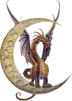 dolceluna moon dragon vintage fantasy - ücretsiz png
