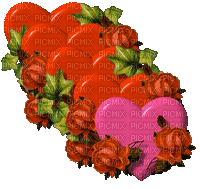 heart herz coeur  love liebe cher tube valentine gif anime animated deco animation red flower fleur rose - Gratis geanimeerde GIF