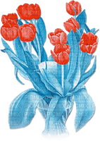 soave deco flowers vase spring tulips blue orange - Free PNG