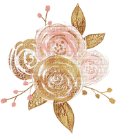 kikkapink gold pink roses - 免费PNG