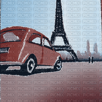 kikkapink vintage car animated paris background - Kostenlose animierte GIFs