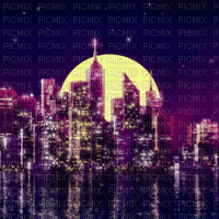 Purple Aesthetic City - GIF animé gratuit