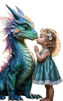 niña y dragon - Rubicat - besplatni png